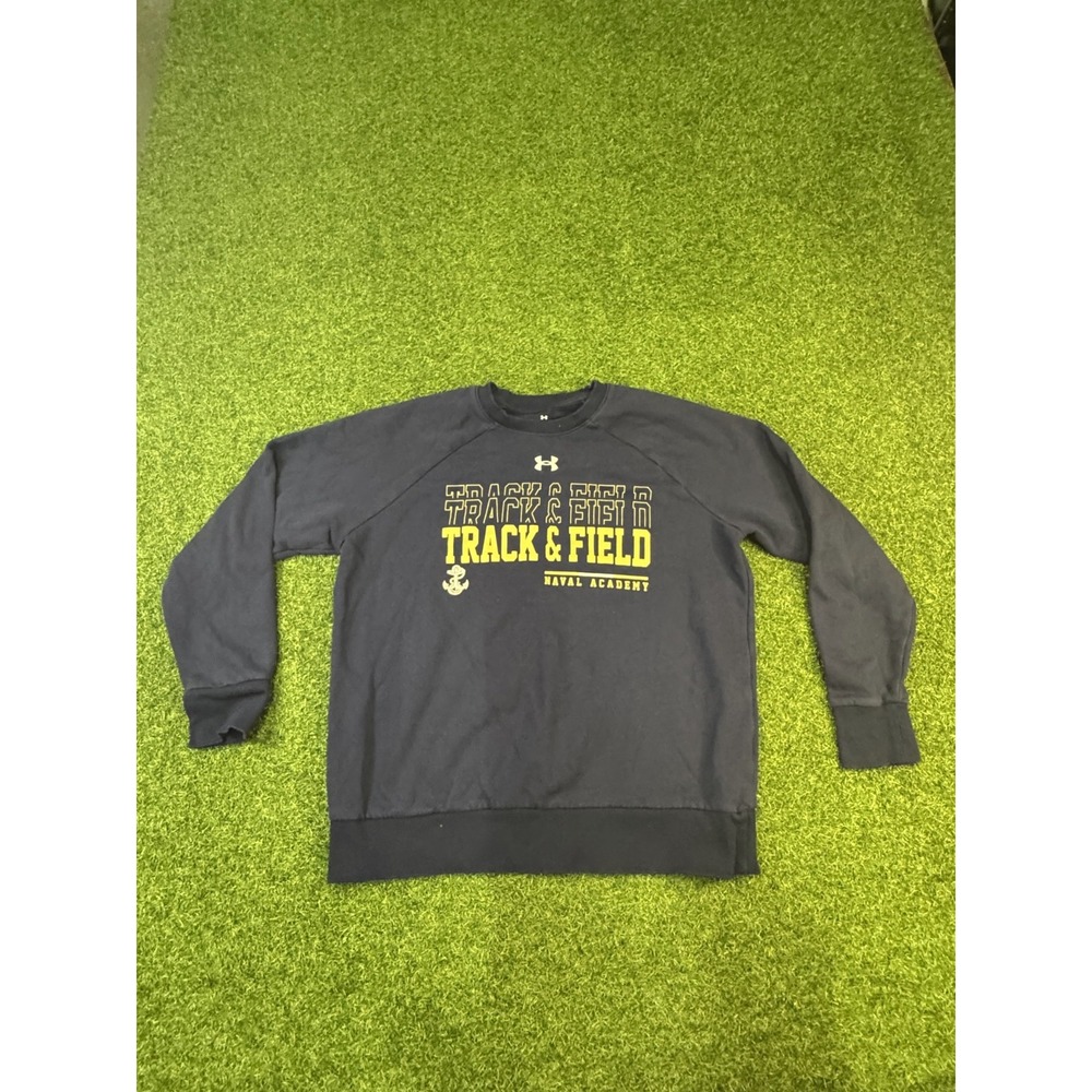 Under Armour Navy Blue & Yellow Track & Field Crewneck Sweatshirt